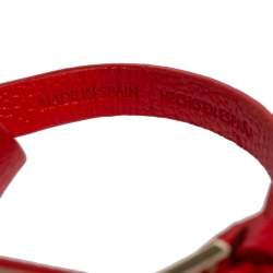 Pre Owned CH Carolina Herrera Red/Beige Monogram Canvas and Leather Ribbon Bracelet