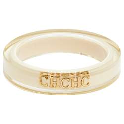 Pre Owned CH Carolina Herrera White Resin Bangle Bracelet