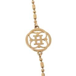 Pre Owned CH Carolina Herrera Faux Pearl Gold Tone Station Necklace