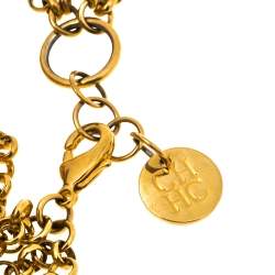 Pre Owned CH Carolina Herrera Gold Tone Multi Chain Bracelet