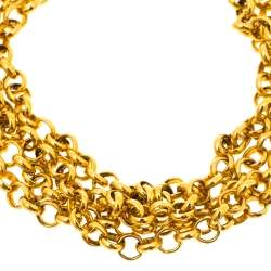 Pre Owned CH Carolina Herrera Gold Tone Multi Chain Bracelet