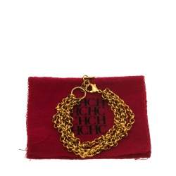 Pre Owned CH Carolina Herrera Gold Tone Multi Chain Bracelet