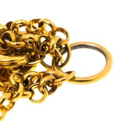 Pre Owned CH Carolina Herrera Gold Tone Multi Chain Bracelet