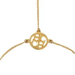 Pre Owned CH Carolina Herrera Gold Tone Logo Finger Attached Bracelet 