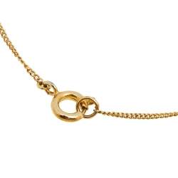 Pre Owned CH Carolina Herrera Gold Tone Logo Finger Attached Bracelet 