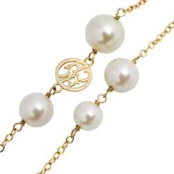 Pre Owned CH Carolina Herrera Faux Pearl Long Station Necklace