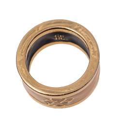 CH Carolina Herrera Cream Enamel Gold Tone Band Ring Size 56