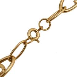 Pre Owned CH Carolina Herrera Logo Gold Tone Chain Link Necklace
