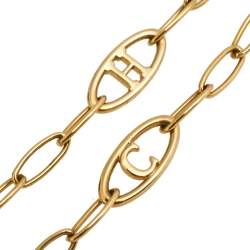 Pre Owned CH Carolina Herrera Logo Gold Tone Chain Link Necklace