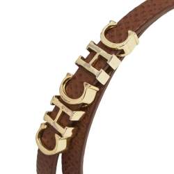 CH Carolina Herrera Brown Leather Double Wrap Bracelet