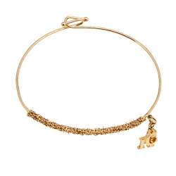 Pre Owned CH Carolina Herrera Logo Charm Gold Tone Bracelet