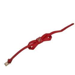 Pre Owned CH Carolina Herrera Red Leather Ribbon Bracelet