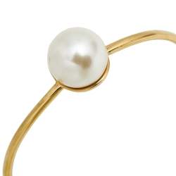 Pre Owned CH Carolina Herrera Faux Pearl Gold Tone Cuff Bracelet