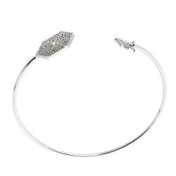 Pre Owned CH Carolina Herrera Silver Tone Crystal Keys Cuff Bracelet