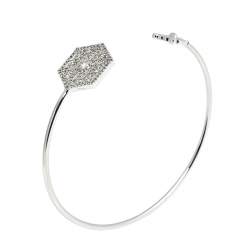 Pre Owned CH Carolina Herrera Silver Tone Crystal Keys Cuff Bracelet