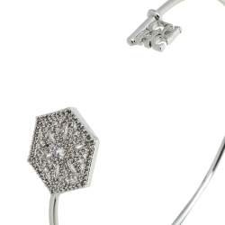 Pre Owned CH Carolina Herrera Silver Tone Crystal Keys Cuff Bracelet