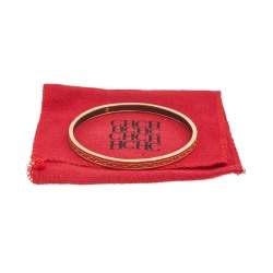 Pre Owned CH Carolina Herrera Logo Enamel Gold Tone Narrow Bangle Bracelet