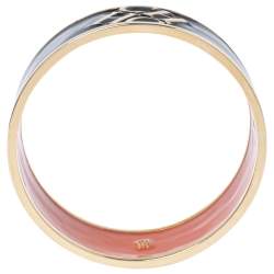 Pre Owned CH Carolina Herrera Black Enamel Gold Tone Wide Bangle Bracelet