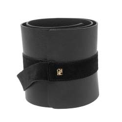 Pre Owned CH Carolina Herrera Black Leather and Suede Obi Waist Belt