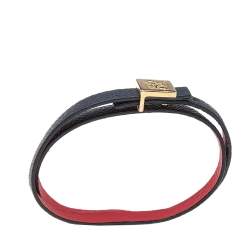 CH Carolina Herrera Black Leather Double Wrap Bracelet