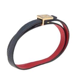 CH Carolina Herrera Black Leather Double Wrap Bracelet