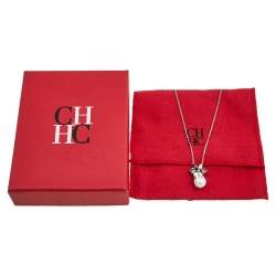 Pre Owned CH Carolina Herrera Crystal Jasmine Faux Pearl Pendant Necklace