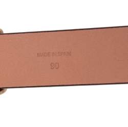 Pre Owned CH Carolina Herrera Red Leather Logo Plague Belt 90CM