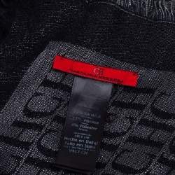 Pre Owned CH Carolina Herrera Black Lurex Logo Monogram Silk & Wool Square Scarf