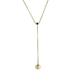 Pre Owned CH Carolina Herrera Crystal & Pearl Long Pendant Necklace