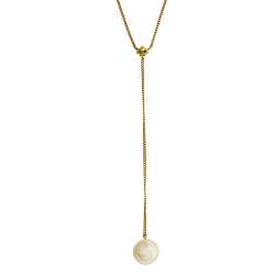 Pre Owned CH Carolina Herrera Crystal & Pearl Long Pendant Necklace