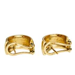 Pre Owned CH Carolina Herrera Gold Tone Half Hoop Earrings