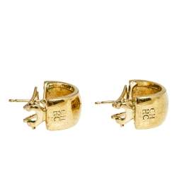 Pre Owned CH Carolina Herrera Gold Tone Half Hoop Earrings