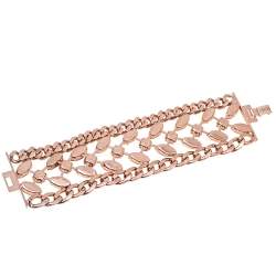 Pre Owned Carolina Herrera CH Crystals Gold Tone Metal Bracelet