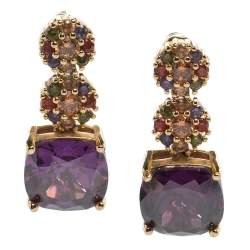 Pre Owned CH Carolina Herrera Multicolor Crystals Drop Earrings