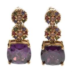 Pre Owned CH Carolina Herrera Multicolor Crystals Drop Earrings