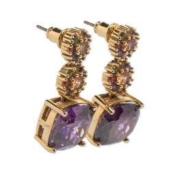 Pre Owned CH Carolina Herrera Multicolor Crystals Drop Earrings