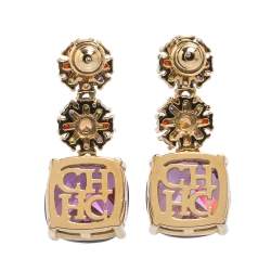 Pre Owned CH Carolina Herrera Multicolor Crystals Drop Earrings