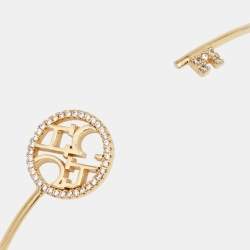 Pre Owned CH Carolina Herrera Gold Tone Crystal Logo Keys Bracelet