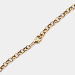 Pre Owned CH Carolina Herrera Gold Tone Red Enamel Heart Pendant Necklace