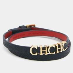 Pre Owned سوار أتش سي كارولينا هيريرا جلد ملتف مزدوج أزرق كحلي 