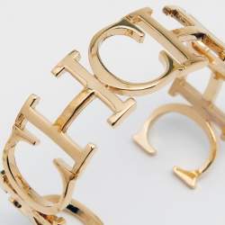 Pre Owned CH Carolina Herrera Gold Tone Between the Line Open Cuff Bracelet