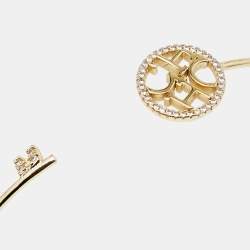 Pre Owned Carolina Herrera CH Logo Gold Tone Crystal Keys Bracelet