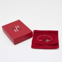 Pre Owned Carolina Herrera CH Logo Gold Tone Crystal Keys Bracelet