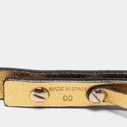 Pre Owned CH Carolina Herrera Black Leather Bow Slim Belt 90CM