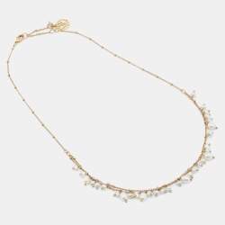 Pre Owned CH Carolina Herrera Gold Tone Pearl Layered Necklace