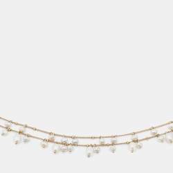 Pre Owned CH Carolina Herrera Gold Tone Pearl Layered Necklace