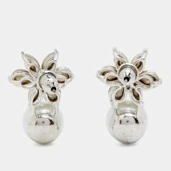 Pre Owned CH Carolina Herrera Crystal Pearl Drop Jasmine Earrings