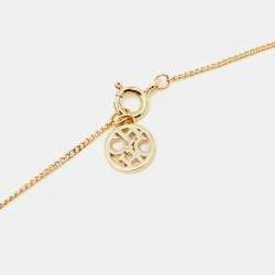 Pre Owned CH Carolina Herrera Gold Tone Rosetta Insignia Station Necklace
