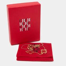 Pre Owned CH Carolina Herrera Gold Tone Rosetta Insignia Station Necklace