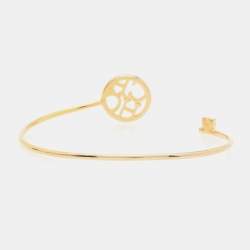 Pre Owned Carolina Herrera CH Key Logo Crystals Gold Tone Open Cuff Bracelet